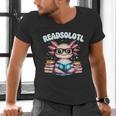 Readsolotl Pink Kawaii Axolotl Read Book Lover Reading Men's V-Neck T-Shirt