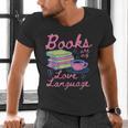 Retro Books Are My Love Language Valentine Book Lovers Men's V-Neck T-Shirt Retro Books Are My Love Language Valentine Book Lovers Men's V-Neck T-Shirt