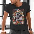 Retro Floral Red & Booked Library Reading 4th Of July Men's V-Neck T-Shirt Retro Floral Red & Booked Library Reading 4th Of July Men's V-Neck T-Shirt