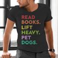 Retro Read Books Lift Heavy Pet Dogs Gym Book Lover Men's V-Neck T-Shirt