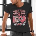 Retro Read Your Heart Out Valentine's Day Teacher Book Lover Men's V-Neck T-Shirt