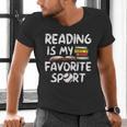 Retro Reading Is My Favorite Sport Baseball World Book Day Men's V-Neck T-Shirt Retro Reading Is My Favorite Sport Baseball World Book Day Men's V-Neck T-Shirt