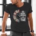 Retro So Many Books Little Time Book Clock Reading Men's V-Neck T-Shirt