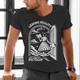 Retro Trendy Bookish Book Lover Reading Quotes Leaving Reality Entering Fiction -Adults Small Short Sleeve T-Shirt Men's V-Neck T-Shirt