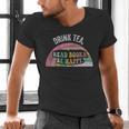 Retro Vintage Drink Tea Read Books Be Happy Reading Men's V-Neck T-Shirt