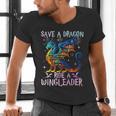 Save A Dragon Ride A Wingleader Books Dragon Lover Cute Men's V-Neck T-Shirt