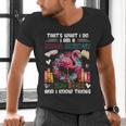 School Secretary Read Books And Know Things Flowers Flamingo Men's V-Neck T-Shirt