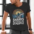 I Like Sharks & Maybe Like 3 People Humor Introverts Summer Men's V-Neck T-Shirt