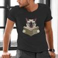 Siamese Cat Reading Book How To Train Your Human Humorous Men's V-Neck T-Shirt Siamese Cat Reading Book How To Train Your Human Humorous Men's V-Neck T-Shirt