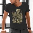 Skeleton Book Floral Skull Halloween Teacher Costume Men's V-Neck T-Shirt Skeleton Book Floral Skull Halloween Teacher Costume Men's V-Neck T-Shirt