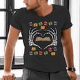 Skeleton Heart Read Reading Book Librarian Halloween Women Men's V-Neck T-Shirt