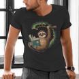 Sloth Reading a Book Lazy Sloth Bookworm Men's V-Neck T-Shirt Sloth Reading a Book Lazy Sloth Bookworm Men's V-Neck T-Shirt
