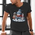 Snowman Reading Books Lovers Librarian Bookworm Christmas Men's V-Neck T-Shirt