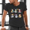 Snowman Reading Books Teacher Christmas Librarian Bookworm Men's V-Neck T-Shirt