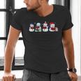 Snowman Reading Books Teacher Librarian Bookworm Christmas Men's V-Neck T-Shirt