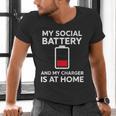 Social Battery Low Charger At Home Antisocial Introvert Men's V-Neck T-Shirt