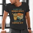 Spicy Books And Iced Coffee Book Lover Smut Reader Men's V-Neck T-Shirt