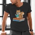 Squirrel Reading Book Glasses Bookworm Librarian Men's V-Neck T-Shirt Squirrel Reading Book Glasses Bookworm Librarian Men's V-Neck T-Shirt
