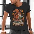 Squirrel Reading Book Lovers Fall Leaves Library Books Men's V-Neck T-Shirt Squirrel Reading Book Lovers Fall Leaves Library Books Men's V-Neck T-Shirt