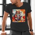 Squirrel Reading Comic Book On Autumn Branch Glasses Leaves Men's V-Neck T-Shirt Squirrel Reading Comic Book On Autumn Branch Glasses Leaves Men's V-Neck T-Shirt