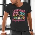 Survived 67 Days Of School Ice Cream Drip Apple Pencil Book Men's V-Neck T-Shirt