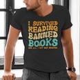 I Survived Reading Banned Books Read Librarian Men Women Men's V-Neck T-Shirt I Survived Reading Banned Books Read Librarian Men Women Men's V-Neck T-Shirt