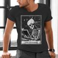 Tarot Card Shirt The Reader Tarot Skeleton Reading Book Men's V-Neck T-Shirt Tarot Card Shirt The Reader Tarot Skeleton Reading Book Men's V-Neck T-Shirt
