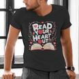 Teach Inspire Grow Everyday Read Your Heart Out Valentine Book-Themed Small Men's V-Neck T-Shirt