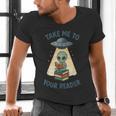 Teacher Alien Books UFO Reading Take Me To Your Reader Men's V-Neck T-Shirt