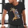 Teacher Shirt Giraffe Holding Books Bookworm Librarian Men's V-Neck T-Shirt Teacher Shirt Giraffe Holding Books Bookworm Librarian Men's V-Neck T-Shirt