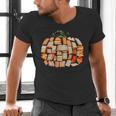 Thanksgiving Fall Books Pumpkins Vintage Library Teacher Kid Men's V-Neck T-Shirt Thanksgiving Fall Books Pumpkins Vintage Library Teacher Kid Men's V-Neck T-Shirt