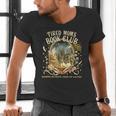 Tired Moms Book Club Cozy Night Coffee Reading Cat Men's V-Neck T-Shirt Tired Moms Book Club Cozy Night Coffee Reading Cat Men's V-Neck T-Shirt