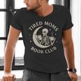 Tired Moms Book Club Skeleton Reading Books Moon Men's V-Neck T-Shirt