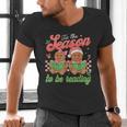 Tis The Season Book Reading Gingerbread Teacher Librarian Men's V-Neck T-Shirt