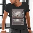 Totally Weird Tees Cat Library Book Reading Literary Men's V-Neck T-Shirt