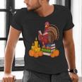 Turkey Reading Books Fall Thanksgiving Teacher Book Men's V-Neck T-Shirt