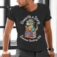 Unearth a Story Summer Reading 2026 Book Lover Dino Fun Men's V-Neck T-Shirt Unearth a Story Summer Reading 2026 Book Lover Dino Fun Men's V-Neck T-Shirt