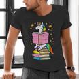 Unicorn Read Reading Book Librarian America Girls Women Men's V-Neck T-Shirt Unicorn Read Reading Book Librarian America Girls Women Men's V-Neck T-Shirt