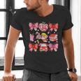 Valentine Cupid Coquette Pink Bow Apple Books Teacher Men's V-Neck T-Shirt