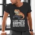 I Like Video Games Bearded Dragon Gamer Introvert Mood Men's V-Neck T-Shirt