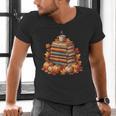 Vintage Autumn Books Pumpkin Coffee Book Lover Reading Men's V-Neck T-Shirt