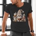 Vintage Cute Gnome Reading Book Coffee Latte Men Women Kids Men's V-Neck T-Shirt