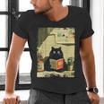 Vintage Japanese Cat Book Lovers Librarian Cat Dad Teacher Men's V-Neck T-Shirt Vintage Japanese Cat Book Lovers Librarian Cat Dad Teacher Men's V-Neck T-Shirt