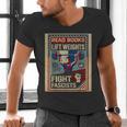 Vintage Style Read Books Lift Weights Fight Fascists Retro Men's V-Neck T-Shirt