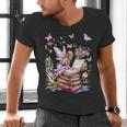 Watercolor Butterfly Fairy Read Book Library Fantasy Novel Men's V-Neck T-Shirt