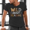 Wild About Reading Animal Bookworm Library Book Lover Reader Men's V-Neck T-Shirt