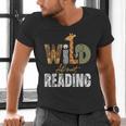 Wild About Reading Books Animal Theme Bookworm Library Day Men's V-Neck T-Shirt Wild About Reading Books Animal Theme Bookworm Library Day Men's V-Neck T-Shirt