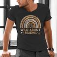 Wild About Reading Books Reader Lover Bookworm Librarian Men's V-Neck T-Shirt
