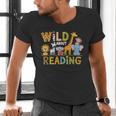 Wild About Reading Kid Love Wild Animal Books Back To School Men's V-Neck T-Shirt Wild About Reading Kid Love Wild Animal Books Back To School Men's V-Neck T-Shirt