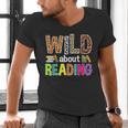 Wild About Reading Library Day Reading Books & Bookworm Men's V-Neck T-Shirt